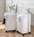 sushimu Suitcase Wide Handle Travel Suitcase Men 20 24 26 Carry-On Luggage Women PC Aluminum Frame Trolley Case