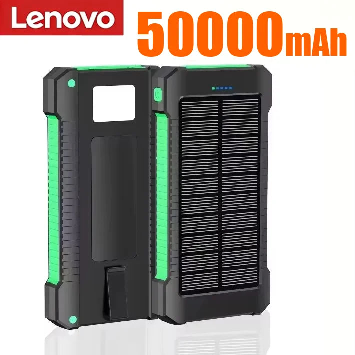 Lenovo 500000mAh Solar Power Bank Waterproof Outdoor Dual USB Ports Portable Solar Phone Charger Powerbank for Camping Travel