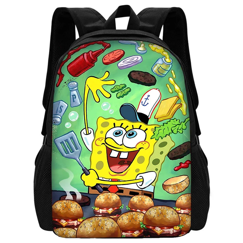 Cute Potdemiel Child School Backpack with Lunch Bags ,Pencil Bags ,School Bags for Boys Girls S-Sponge-BobS Best Gift