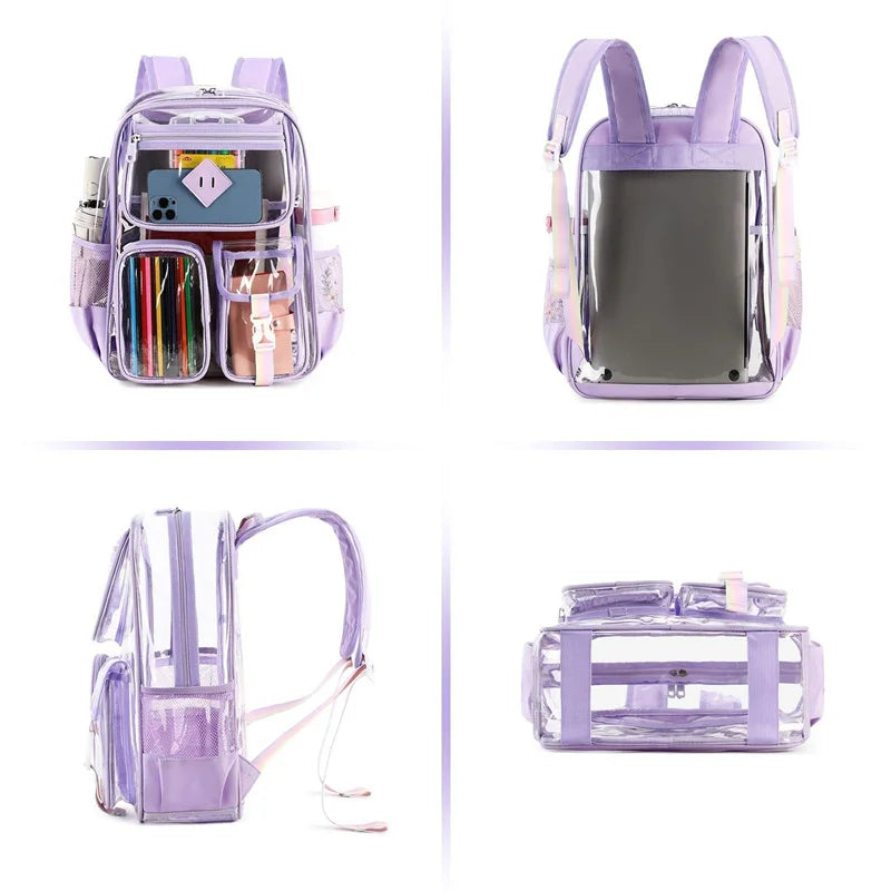 New Transparent Backpack PVC Large Capacity Backpack Waterproof Backpack Outdoor Fitness Sports Visual Backpack Schoolbag