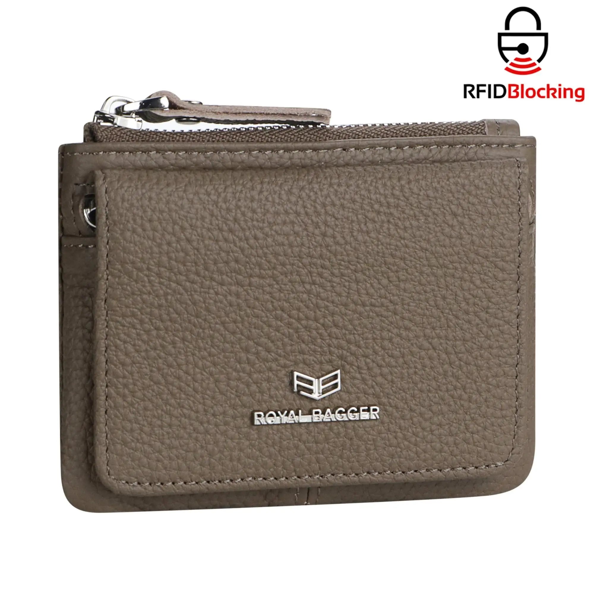 Royal Bagger Genuine Leather Women's Coin Purse Woman card holder wallet RFID Blocking Small Wallet Casual Zipper Change Pouch