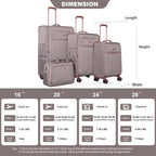 Travelhouse 4 Piece Luggage Set Softside Expandable Lightweight Suitcase with Double Spinner Wheels