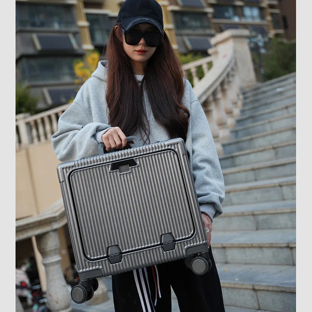 18 Inch Trolley Case Travel Suitcase Boarding Case Aluminum Frame Password Box Suitcase Universal Wheel Rolling Luggage Bag