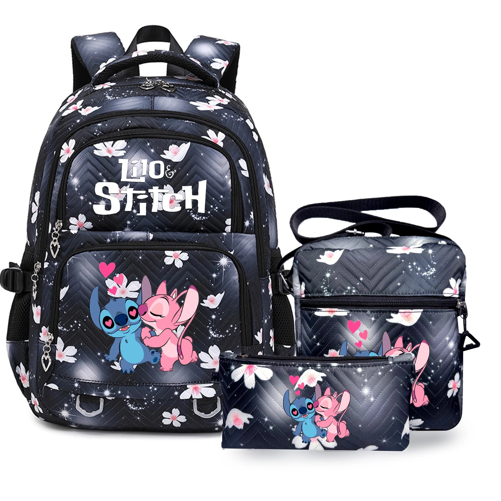 Stitch Large Capacity Backpack Daypack Lightweight Schoolbag Casual Travel Knapsack for Women Girls Pen Lunch Bags