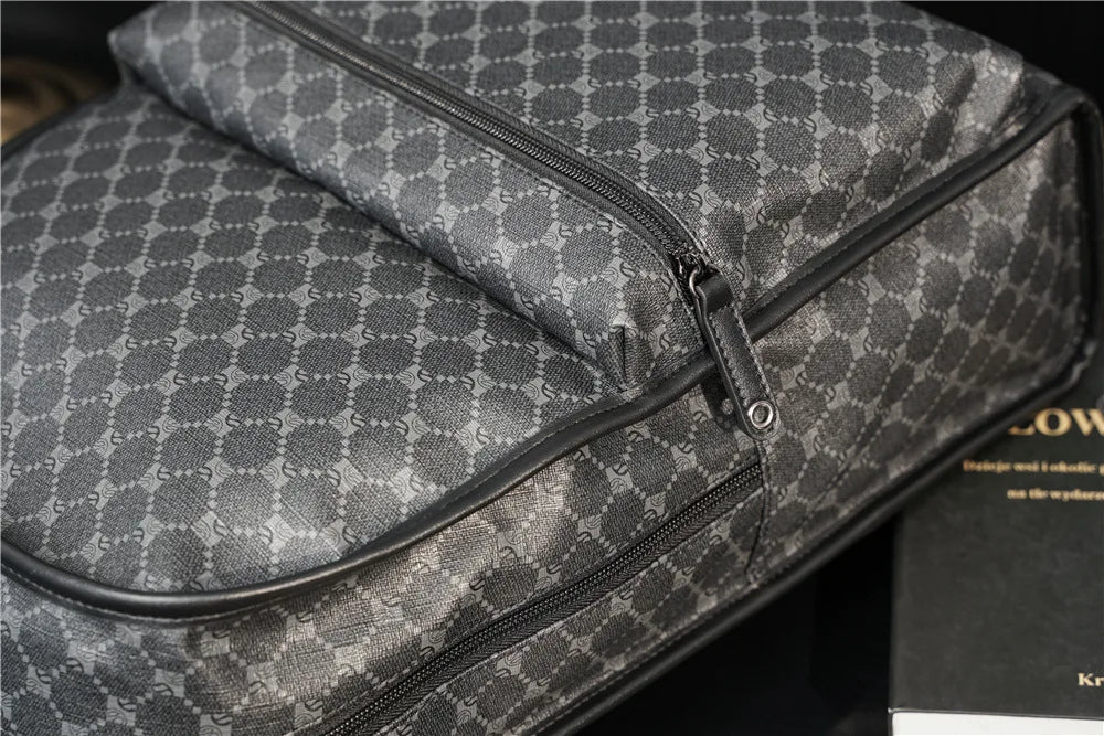 Luxury Floral Print Backpack Men Fashion Design Men's Backpacks Large-capacity Travel Bags PU Leather Backpack Male Schoolbag