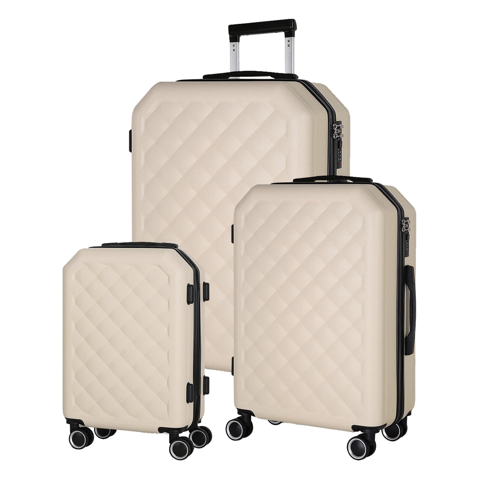 3 Pieces Luggage Set Softside Travel Suitcase with Spinner Wheels, 20+24+28in Lightweight Suitecase Set