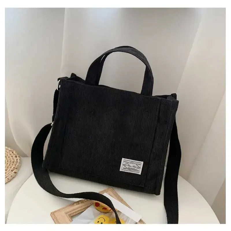 Corduroy Crossbody Tote Bag