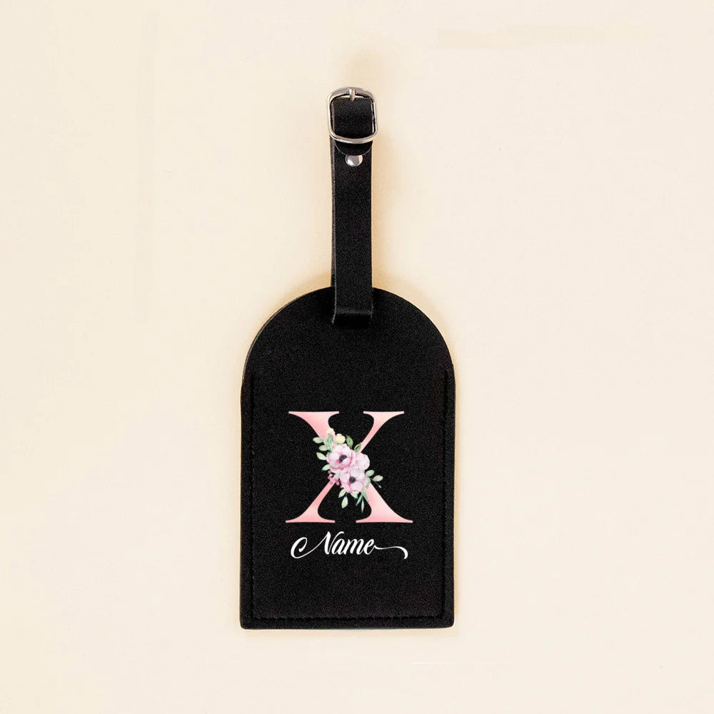 Personalised PU Leather Luggage Tag Initial with Name Suitcase Label Baggage Bags Tags Travel Accessorie Wedding Birthday Gift