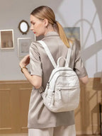 Women's Backpack Lady Bag Fashion Aesthetic Backpacks Cute Small Backpack Leather Bag White Bag Casual Anti-Theft Backpack