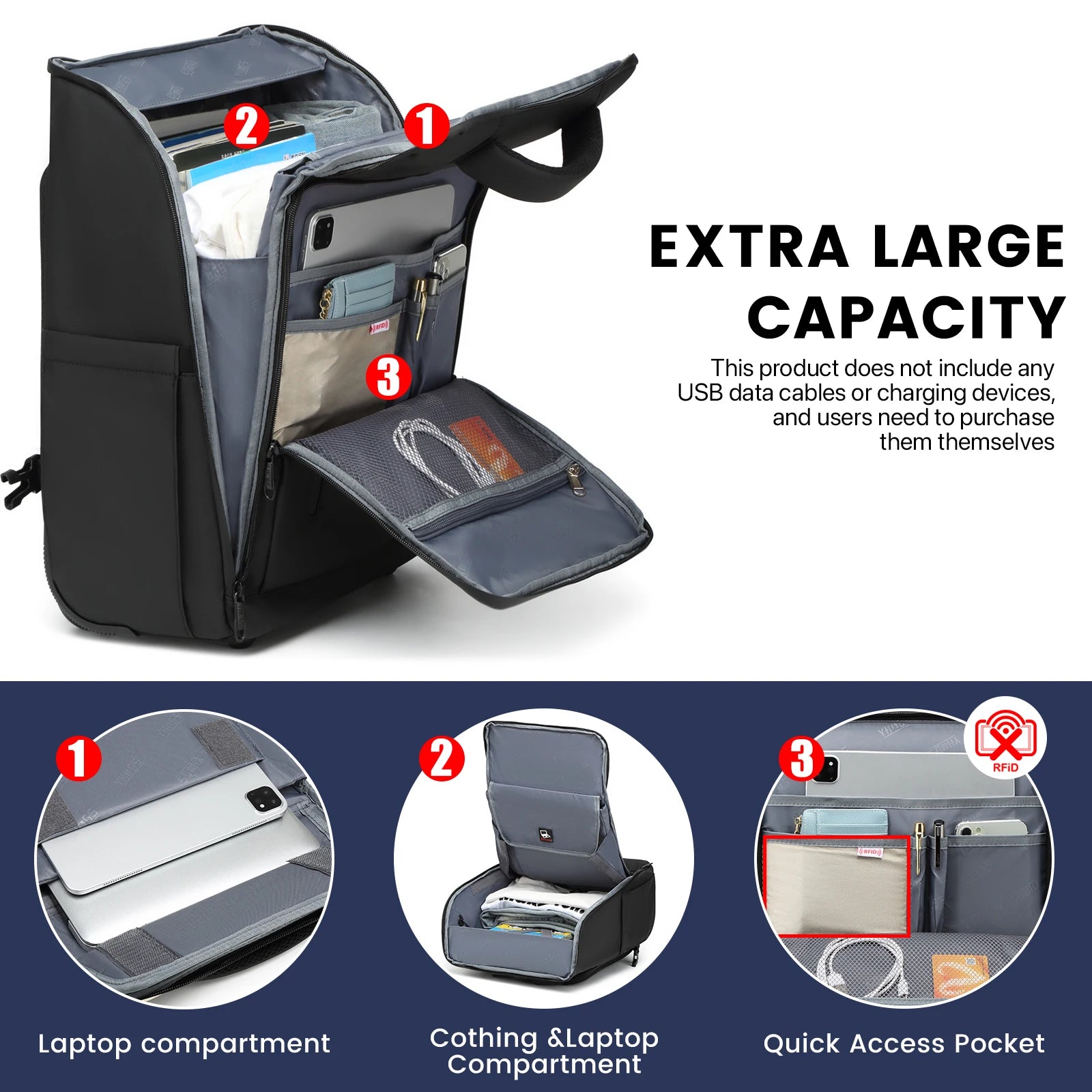 Rolling Laptop Backpack with Wheels