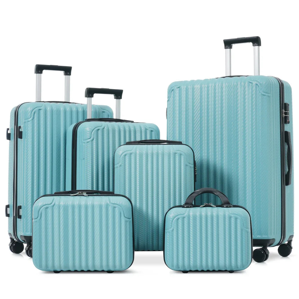 6pcs Hardshell ABS Luggage Set with Spinner Wheels and TSA Lock Side (Lightweight)