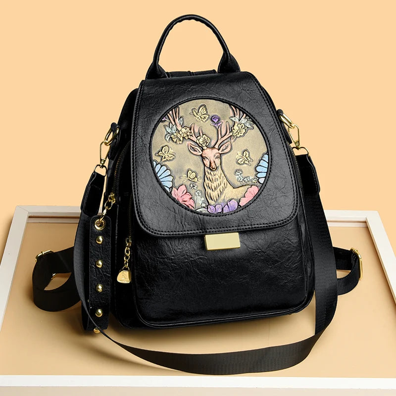 Luxury Women Genuine Leather Backpack Casual Ladies Shoulder Bag Fashion Large Capacity Travel Female Quality Cowhide Knapsack