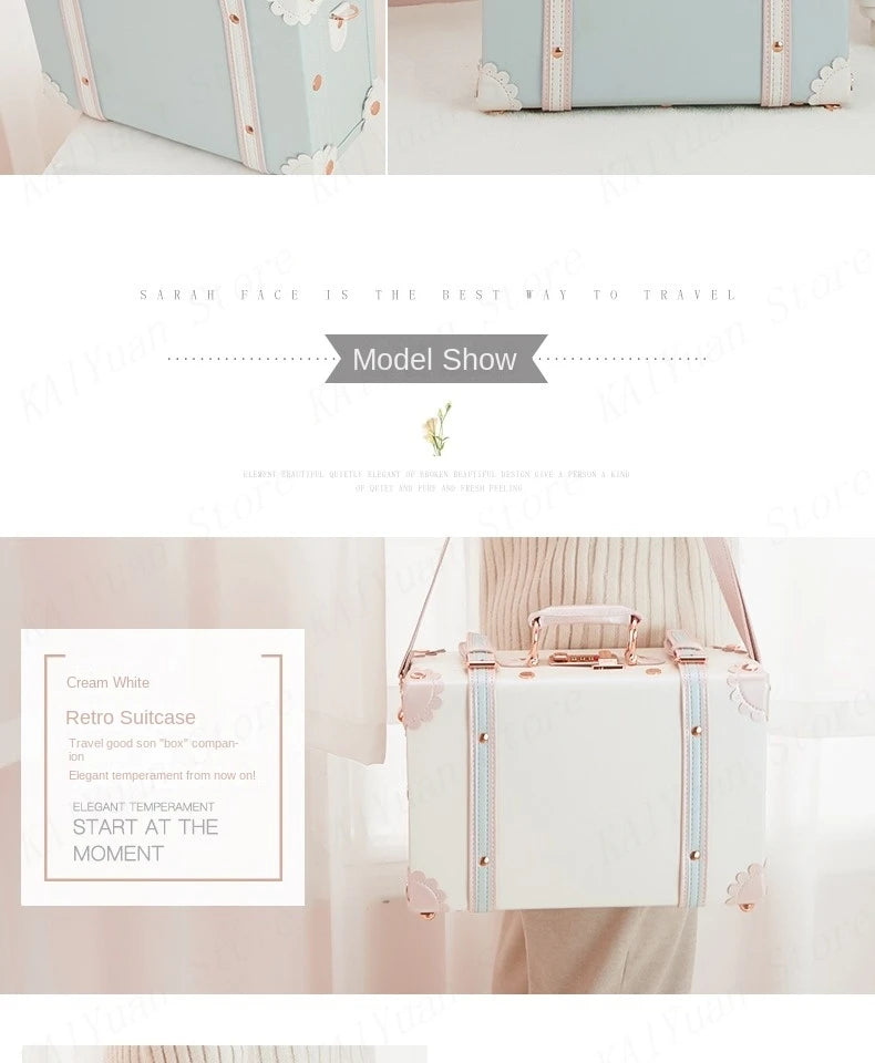 13/16/18 Inch Vintage Cosmetic Case Mini Carry-on Luggage Suitcase PU Lightweight Ready Bag Handbag Password Lock Makeup Box