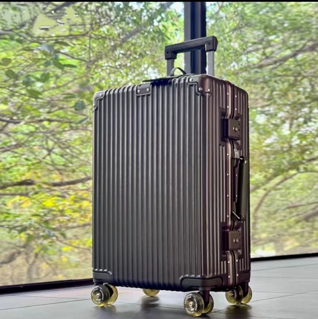 Suitcase Aluminum Frame with Colorful Silent Spinner Wheel TSA Lock Travel Trolley Case 20"Carry-on High-quality Rolling Luggage