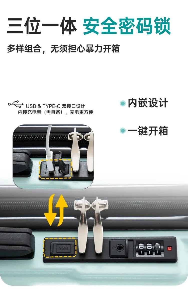 Fashion Luggage Travel Bag 20/24inch Luggage Suitcase Combination Lock Suitcase