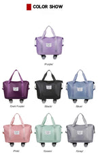Universal Wheel Expandable Luggage Large Capacity Lightweight Travel Fitness Bag with Dry And Wet Separation Storage