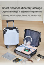 14 inch suitcase with phone holder for easy carrying during travel 360 degree roller suitcase for business purposes suitcase