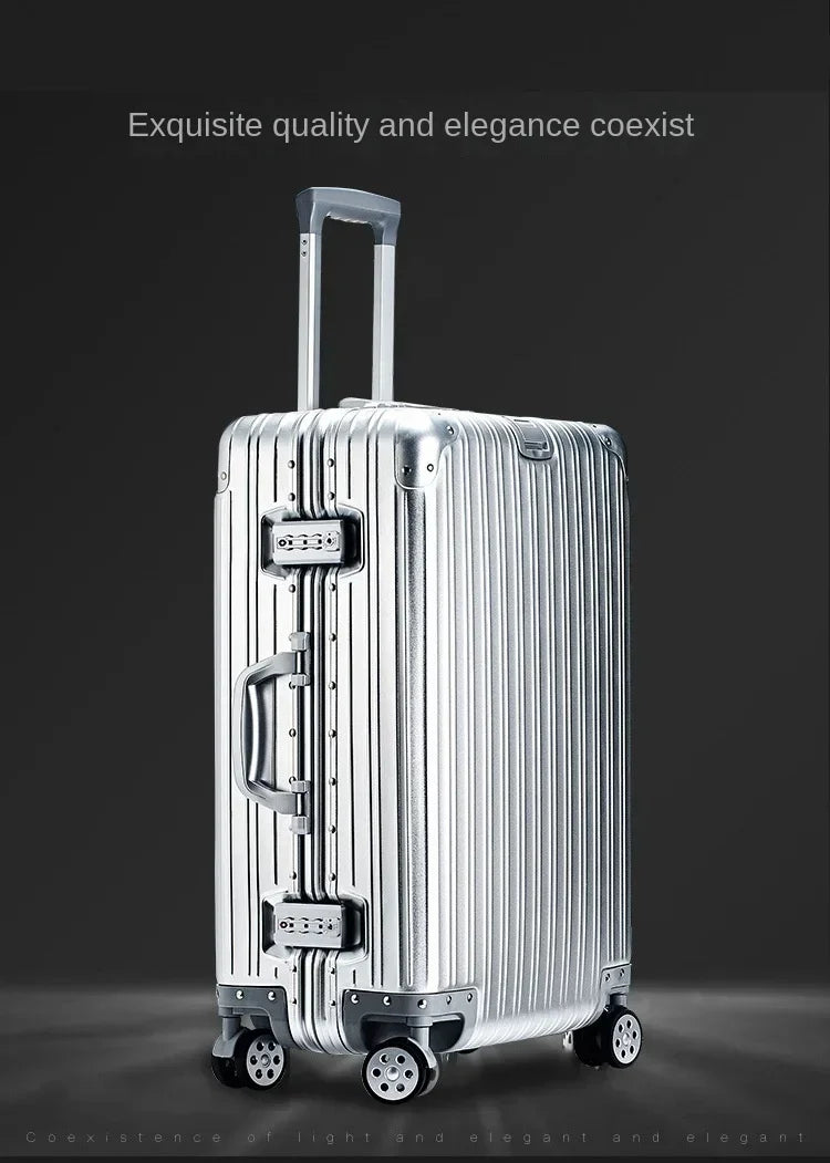 100% Aluminum-Magnesium Alloy Suitcases 20/24/26/29 Inch Lightweight Spinner Luggage TSA Lock Durable Travel Bag