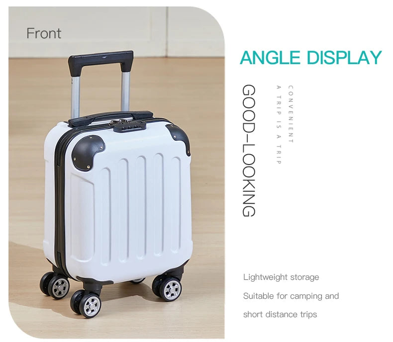 14 inch suitcase with phone holder for easy carrying during travel 360 degree roller suitcase for business purposes suitcase