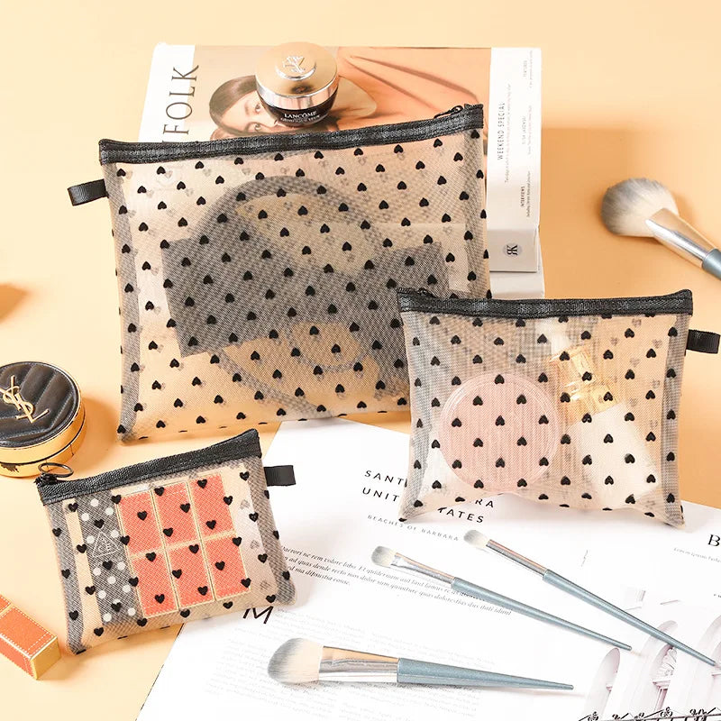 Transparent Makeup Bag (heart print)