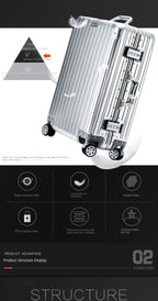 100% Aluminum-Magnesium Alloy Suitcases 20/24/26/29 Inch Lightweight Spinner Luggage TSA Lock Durable Travel Bag