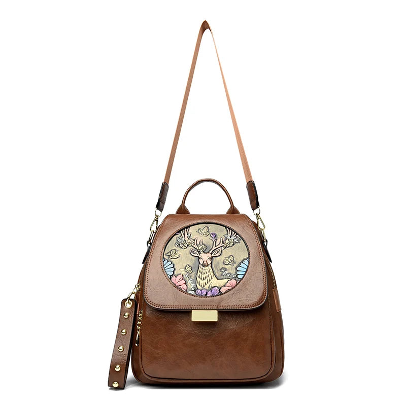 Luxury Women Genuine Leather Backpack Casual Ladies Shoulder Bag Fashion Large Capacity Travel Female Quality Cowhide Knapsack