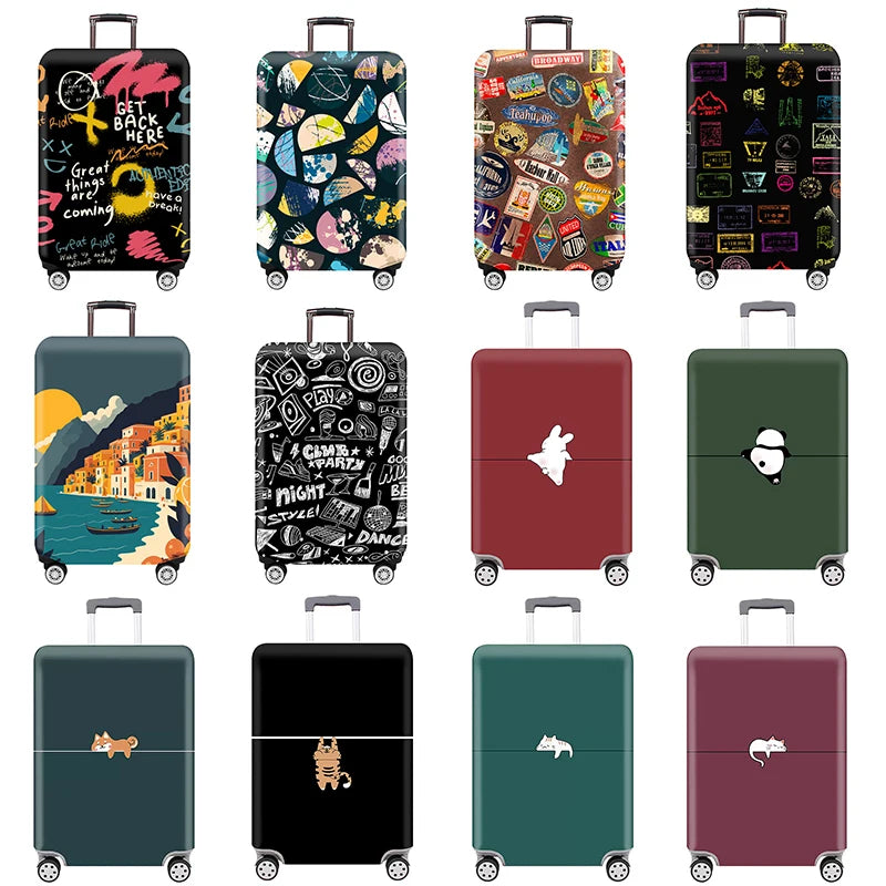 Thick Elastic Cartoon Luggage Protective Cover Zipper Suit For 18-32 inch Bag Suitcase Covers Trolley Cover Travel Accessories