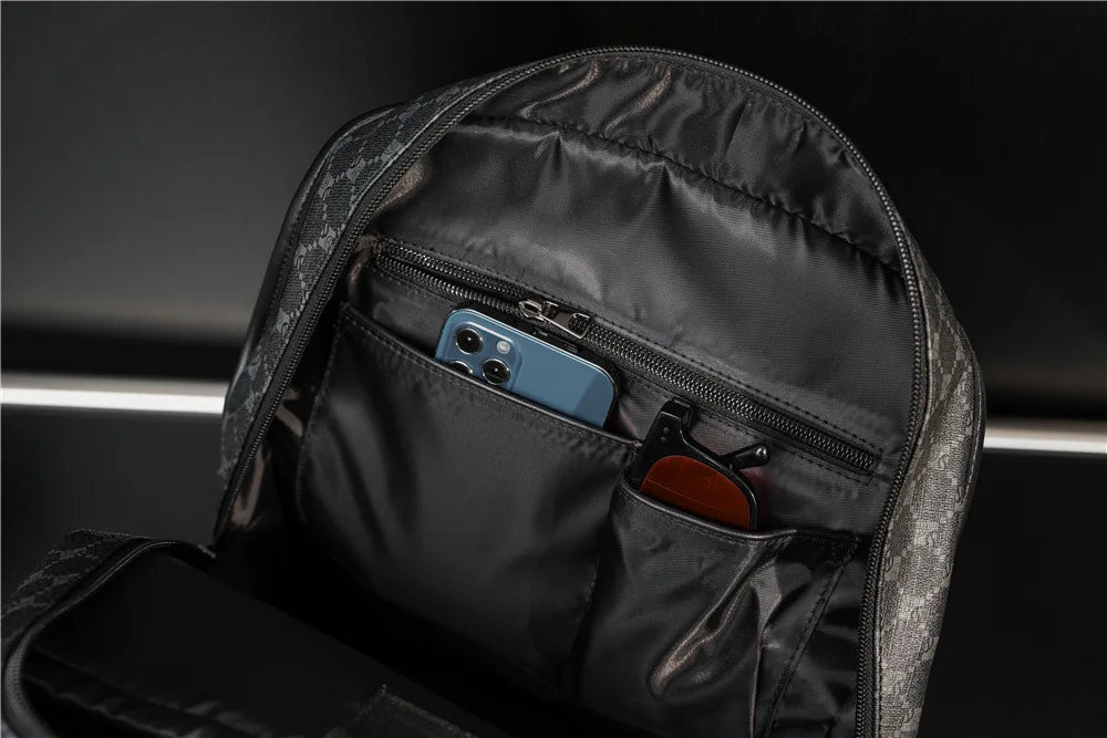Luxury Floral Print Backpack Men Fashion Design Men's Backpacks Large-capacity Travel Bags PU Leather Backpack Male Schoolbag