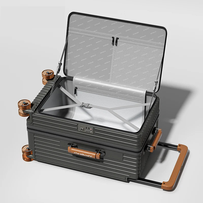 New Luggage 20 inch Carry-on Suitcase Side Opening Travel Suitcase Aluminum Frame Trolley Case 30 inch Large Capacity Luggage