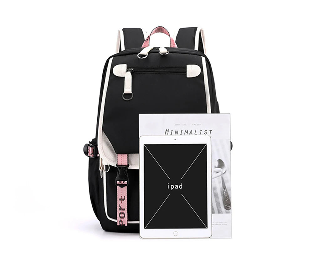 Boba Axolotl Anime School Backpack for Teenage Girls Fashiona Back To School Bookbag Mochila Bookbag with Lunch Bags ,Pencil Bag