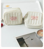 HOMEFISH Korean Square Small Makeup Bag Student Small Earphones Zero Wallet Girl Portable Lipstick Storage Bags
