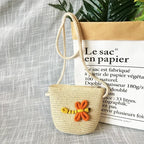 Children's Straw Crossbody Bag Lovely Girls Small Coin Purse Princess Wallet Handbags Baby Kids Mini Summer Shoulder Bags