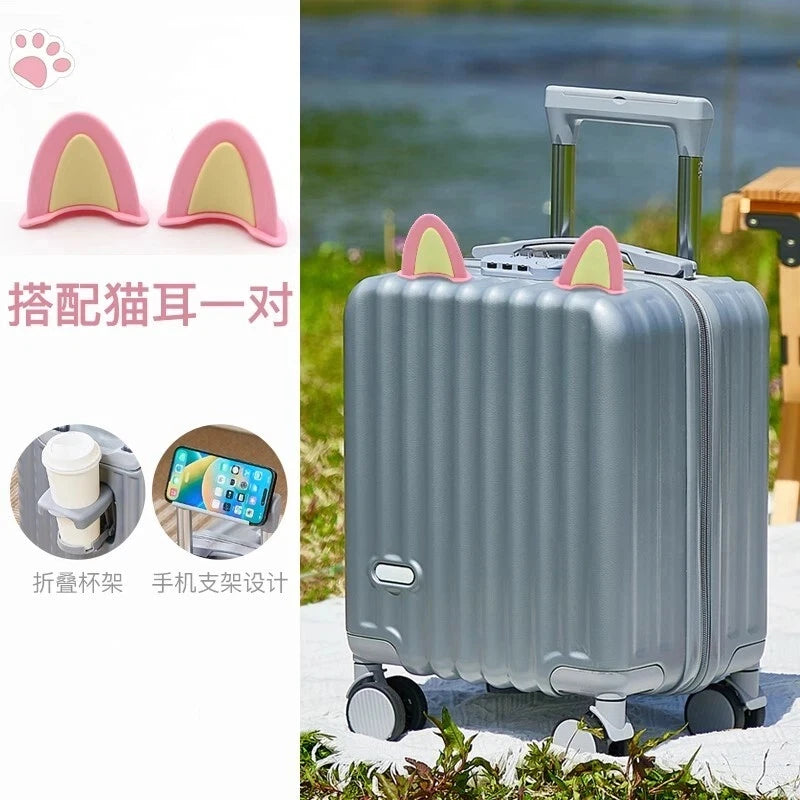 2025 New Style Luggage 14-Inch Fashionable Lightweight Boarding with Water Cup Holder Mobile Phone Holder Large Capacity Luggage