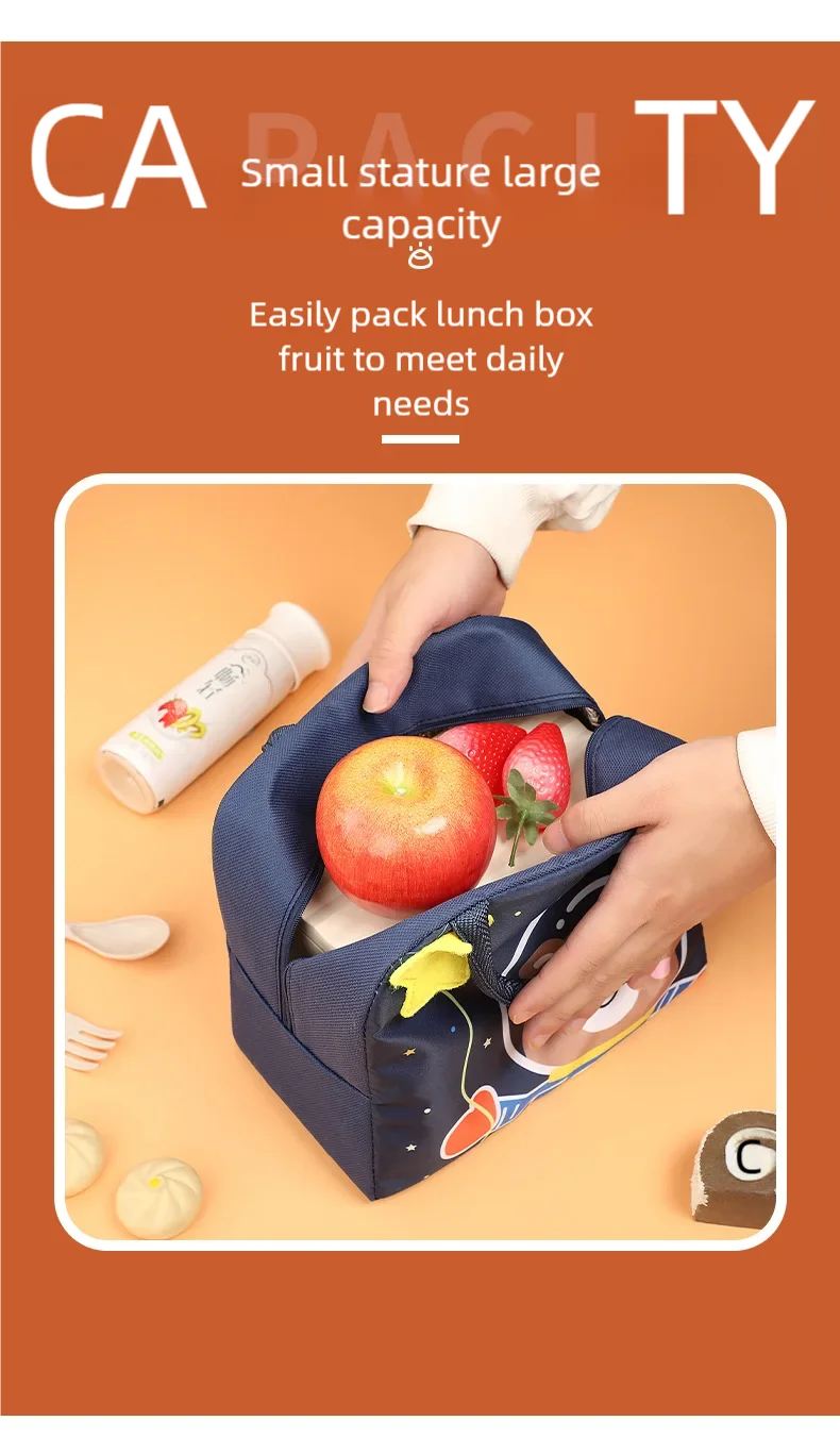 3D Cartoon Insulated Lunch Bag Thermal Food Container Bag for Students Portable Handheld Lunch Box Tote with Easy-Carry Handle