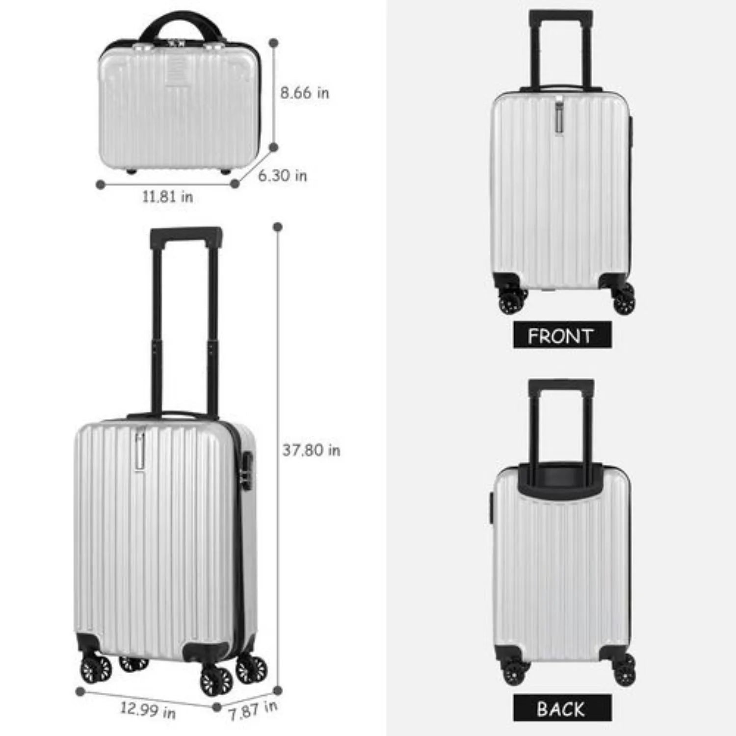 2-Piece Hardshell Luggage Set (20"+14") with Spinners and TSA Lock