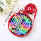 Lovely Round Princess Coin Purse Color Sequins Shiny Lanyard Shoulder Bag Children's Messenger Small Pack Kids Handbag Girl Gift