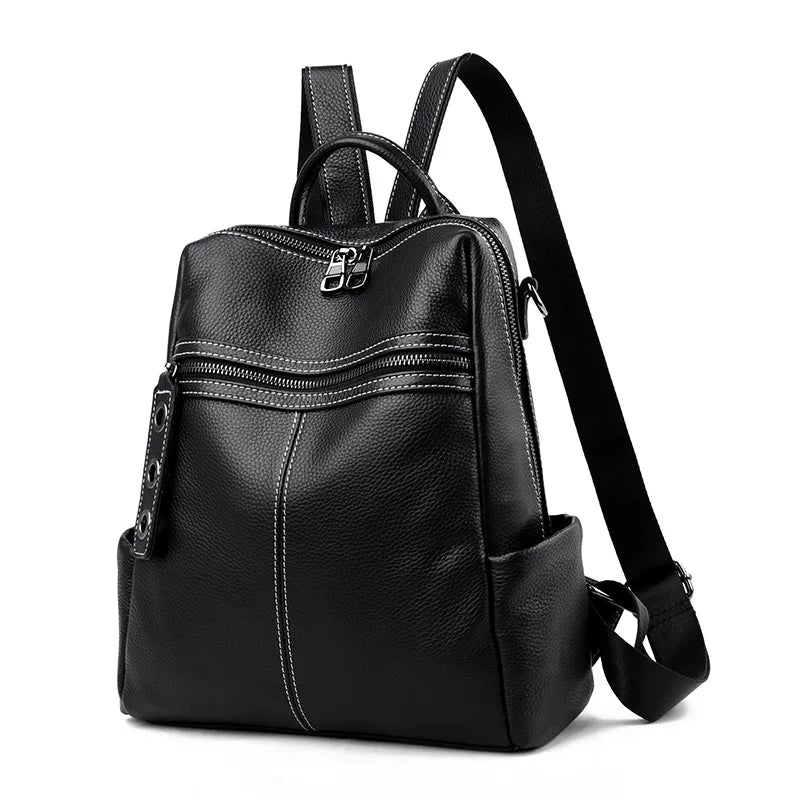 2023 Vintage Women Backpack Large Capacity School Bags Teenagers Girls School Backpack High Quality Genuine Leather Shoulder Bag