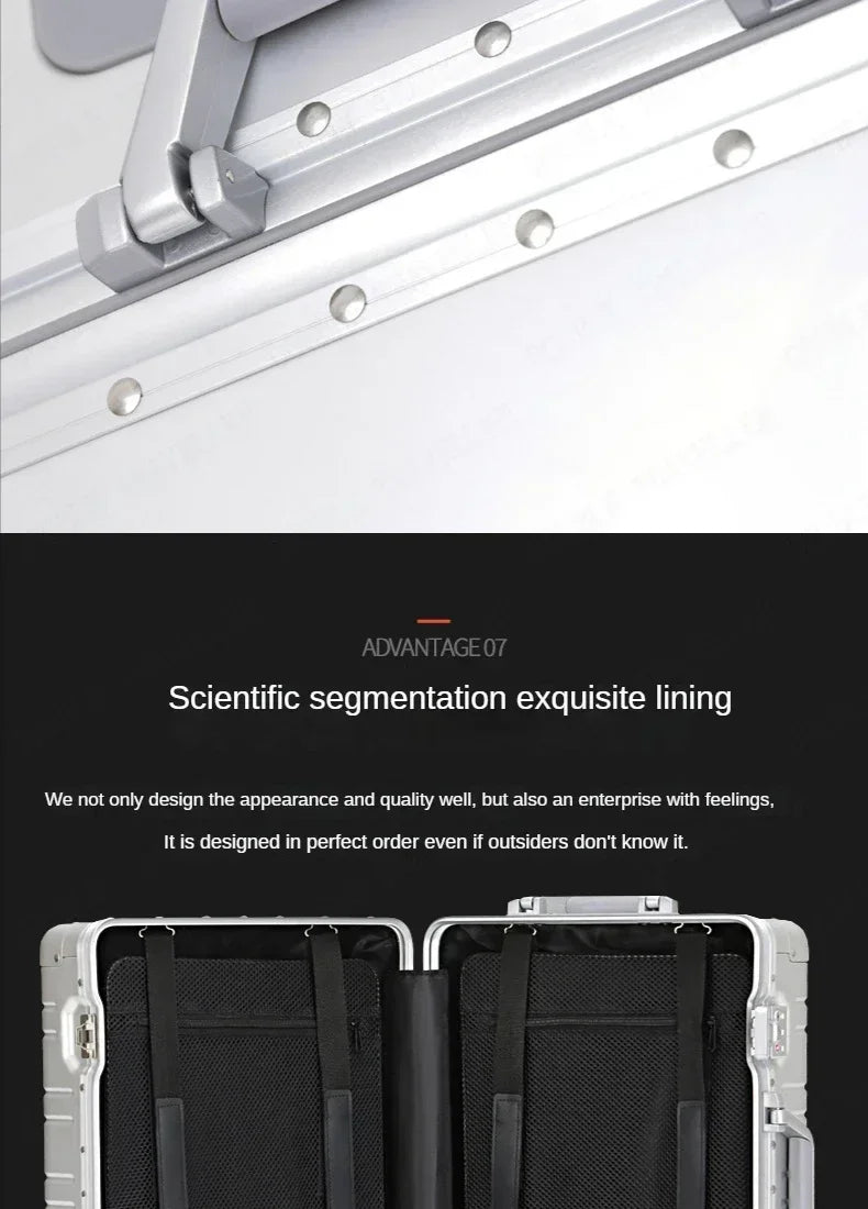 TravelTrolley Luggage 20‘’Carry-On Cabin Suitcase Travel Bags Rolling Luggage Aluminum-magnesium Alloy Travel Suitcase