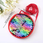 Lovely Round Princess Coin Purse Color Sequins Shiny Lanyard Shoulder Bag Children's Messenger Small Pack Kids Handbag Girl Gift