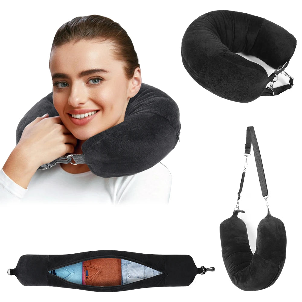 Fillable U-Shaped Travel Pillow