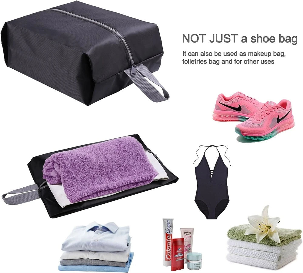 2 or 4 Pack: Portable Nylon Waterproof Shoe Storage Bags with Zipper Closure