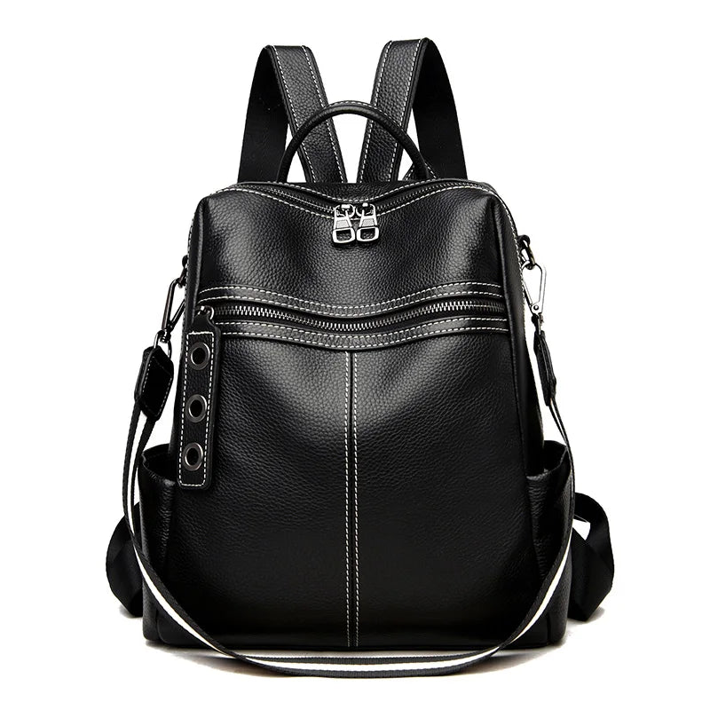 2023 Vintage Women Backpack Large Capacity School Bags Teenagers Girls School Backpack High Quality Genuine Leather Shoulder Bag