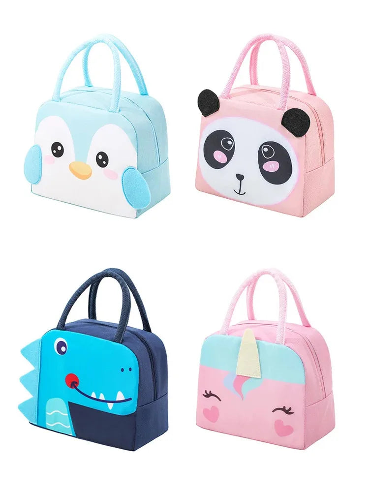 3D Cartoon Insulated Lunch Bag Thermal Food Container Bag for Students Portable Handheld Lunch Box Tote with Easy-Carry Handle