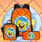 Cute Potdemiel Child School Backpack with Lunch Bags ,Pencil Bags ,School Bags for Boys Girls S-Sponge-BobS Best Gift