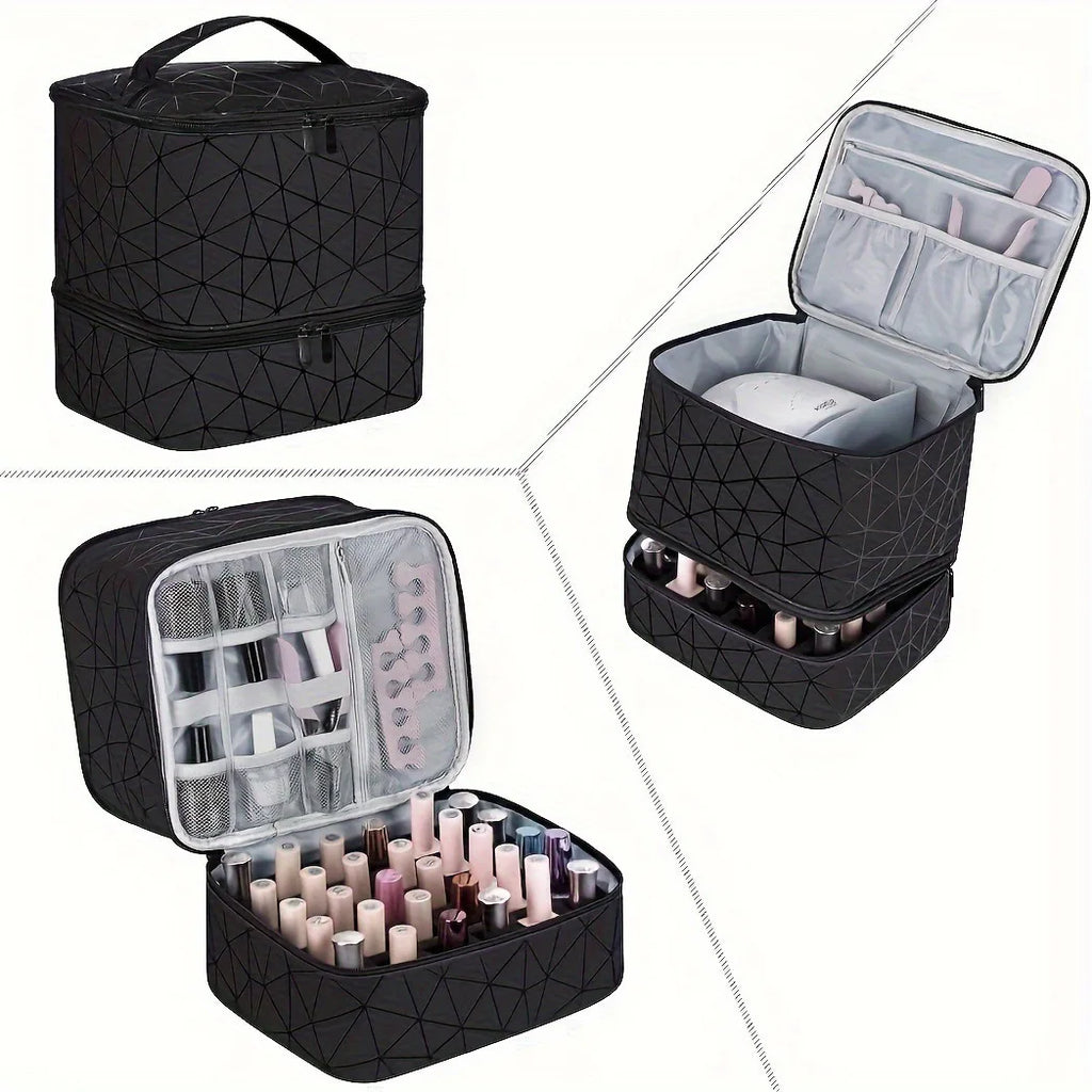 HOMEFISH Portable Double-layer Nail Polish Storage Bag Organizer Travel Essential Oil Storage Box Multi-function Storage Bag