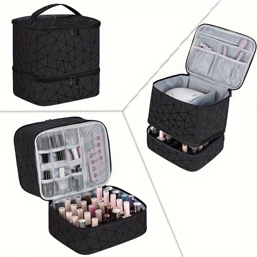 HOMEFISH Portable Double-layer Nail Polish Storage Bag Organizer Travel Essential Oil Storage Box Multi-function Storage Bag