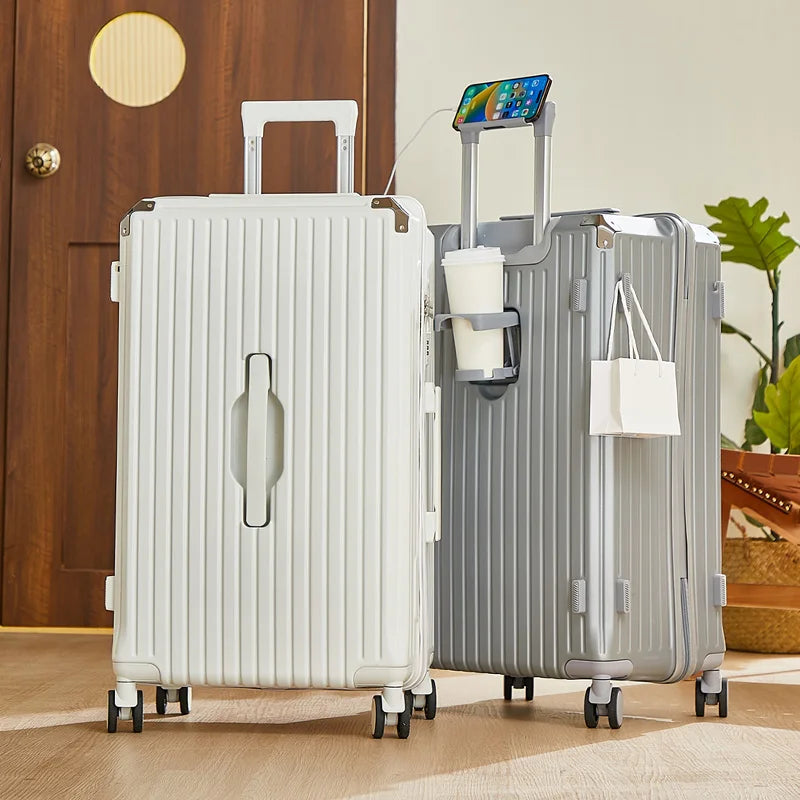 Luggage 20 inch |Cup Holder/Waterproof multifunctional Suitcase Hand Carry Large Capacity Universal Wheel Simple Suitcase