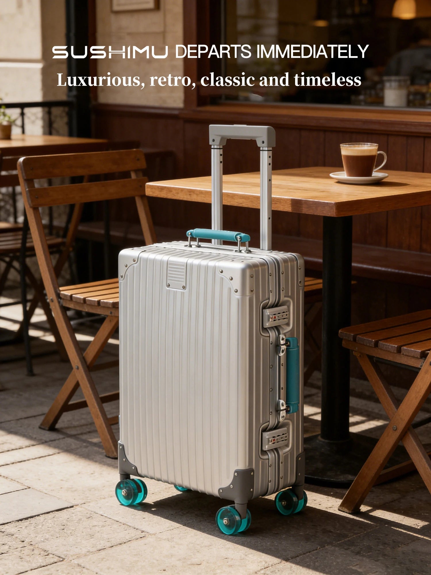 Jelly wheel all-aluminum magnesium alloy suitcase 20-inch carry-on luggage, sit-on suitcase with lock, 28-inch telescopic handle