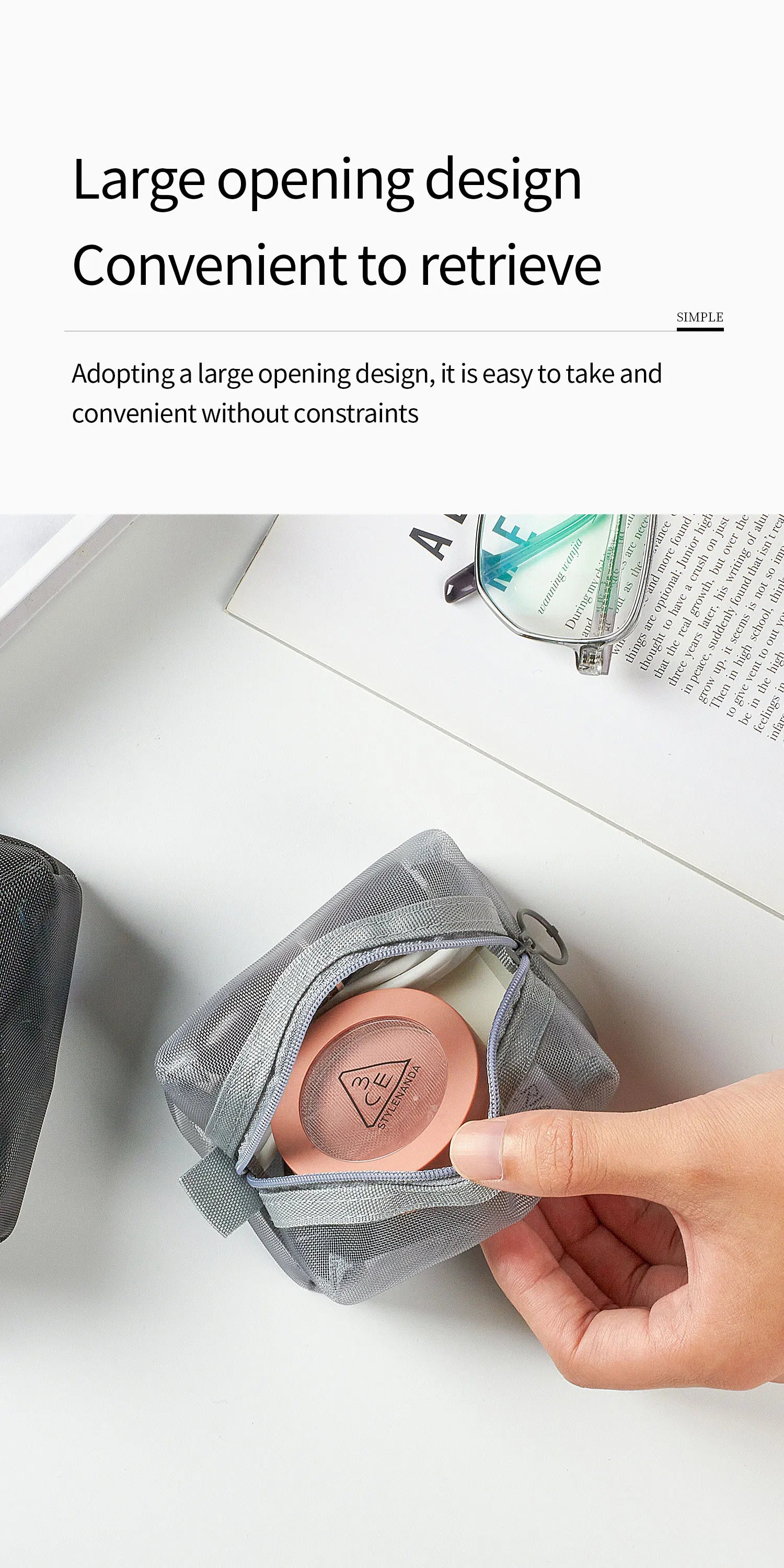 Multipurpose Breathable Square Mesh Storage Pouch Lightweight Mini Wash Bag Mini Zipper Coin Purse Large Capacity Coin Purse