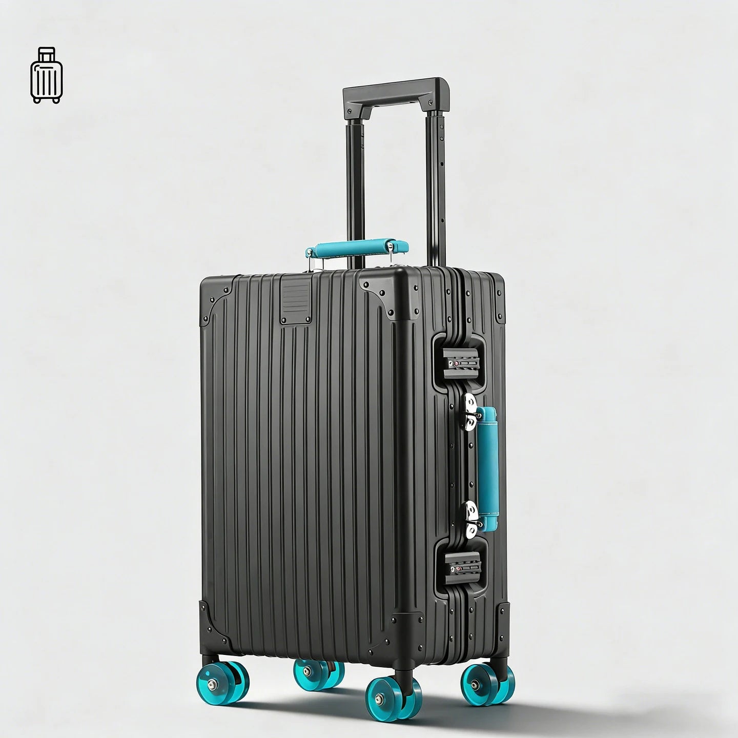 Jelly wheel all-aluminum magnesium alloy suitcase 20-inch carry-on luggage, sit-on suitcase with lock, 28-inch telescopic handle
